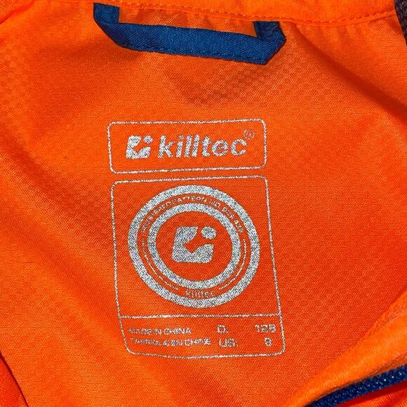 Killtec Boys Sz 8 Windbreaker Jacket Hooded Full Zip Pockets Orange Silver Coat - Picture 5 of 10